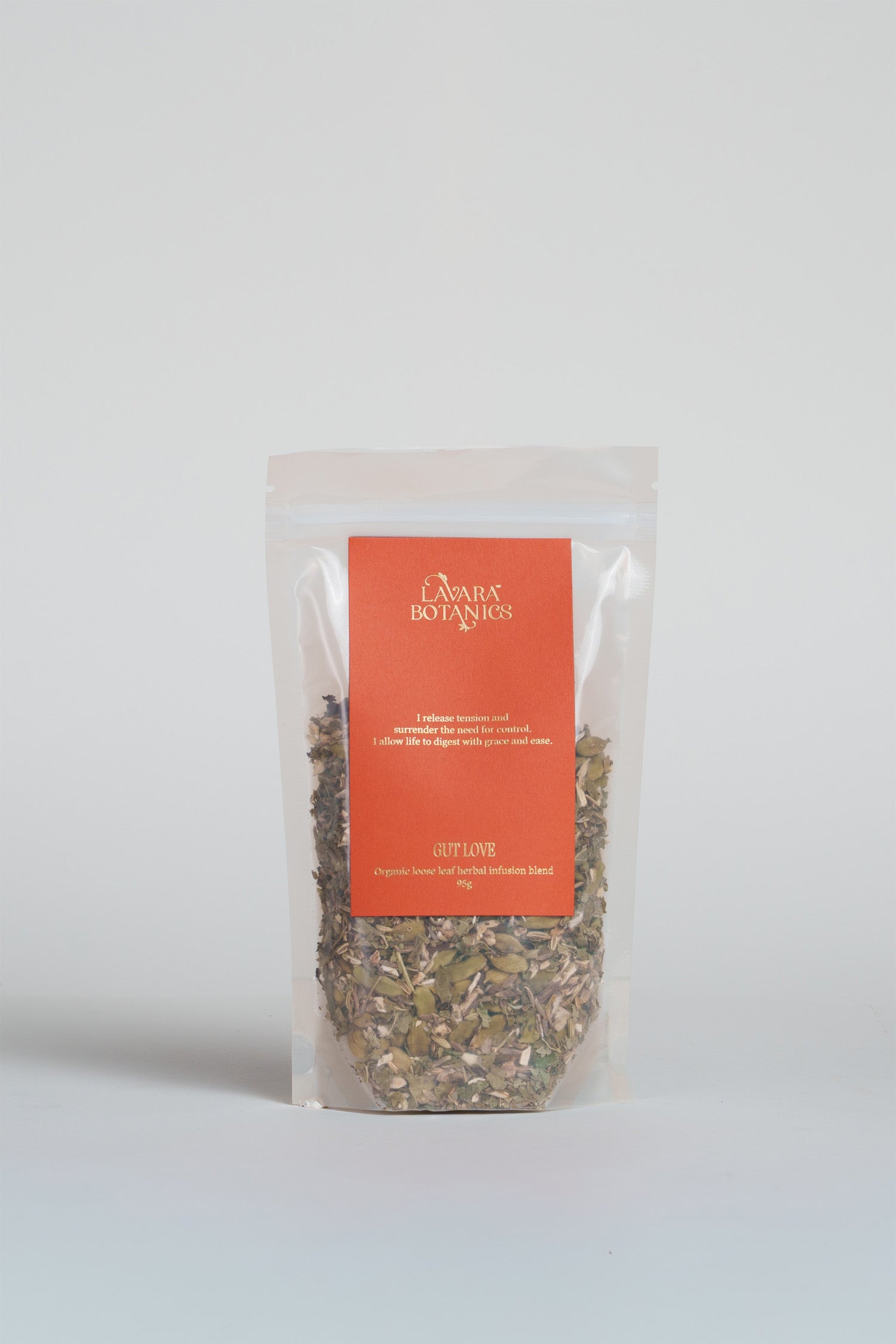 Lavara Botanics organically certified herbal blends against a white background