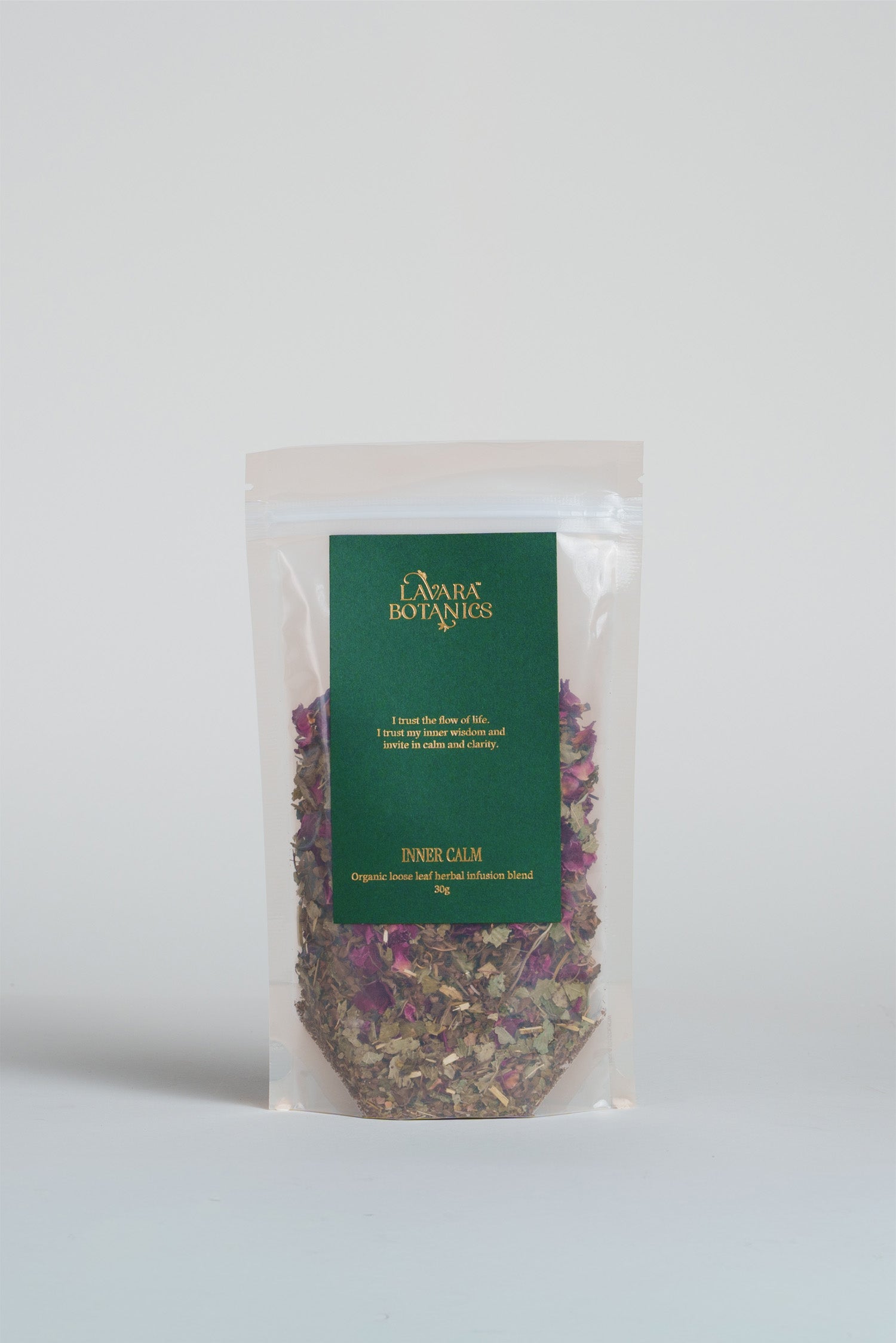 Lavara Botanics organically certified herbal blends against a white background