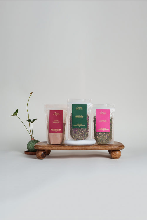 Lavara Botanics organically certified herbal & powdered blends against a white background