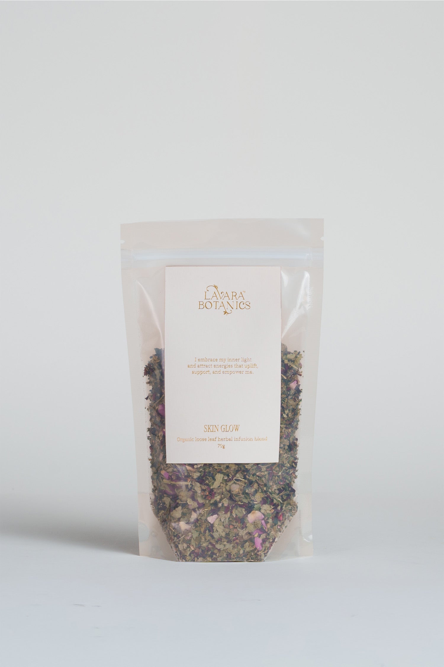 Lavara Botanics organically certified herbal blends against a white background